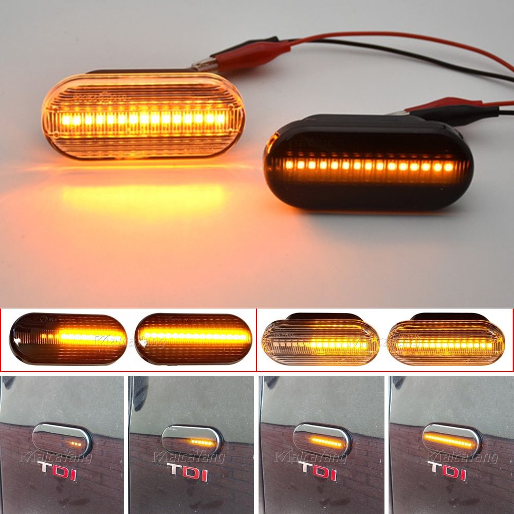 2pc Dynamic Led Turn Signals Side Marker Light Lamp For VW Volkswagen Bora Golf 3/4 Passat 3B Polo