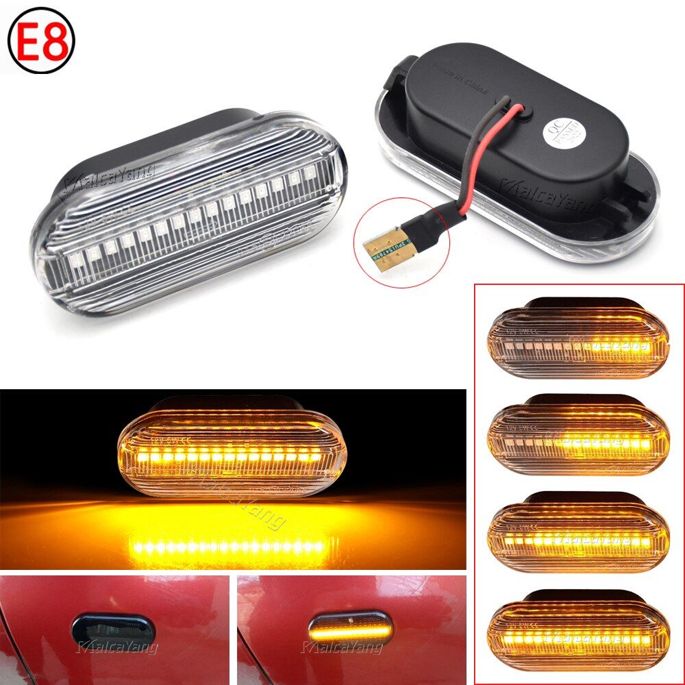 2pc Dynamic Led Turn Signals Side Marker Light Lamp For VW Volkswagen Bora Golf 3/4 Passat 3B Polo