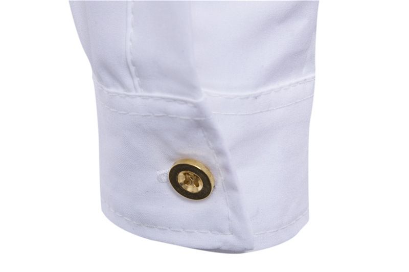 Men Shirts Personality Irregular Long Sleeve Shirt - White