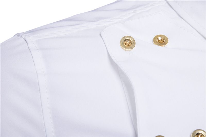 Men Shirts Personality Irregular Long Sleeve Shirt - White