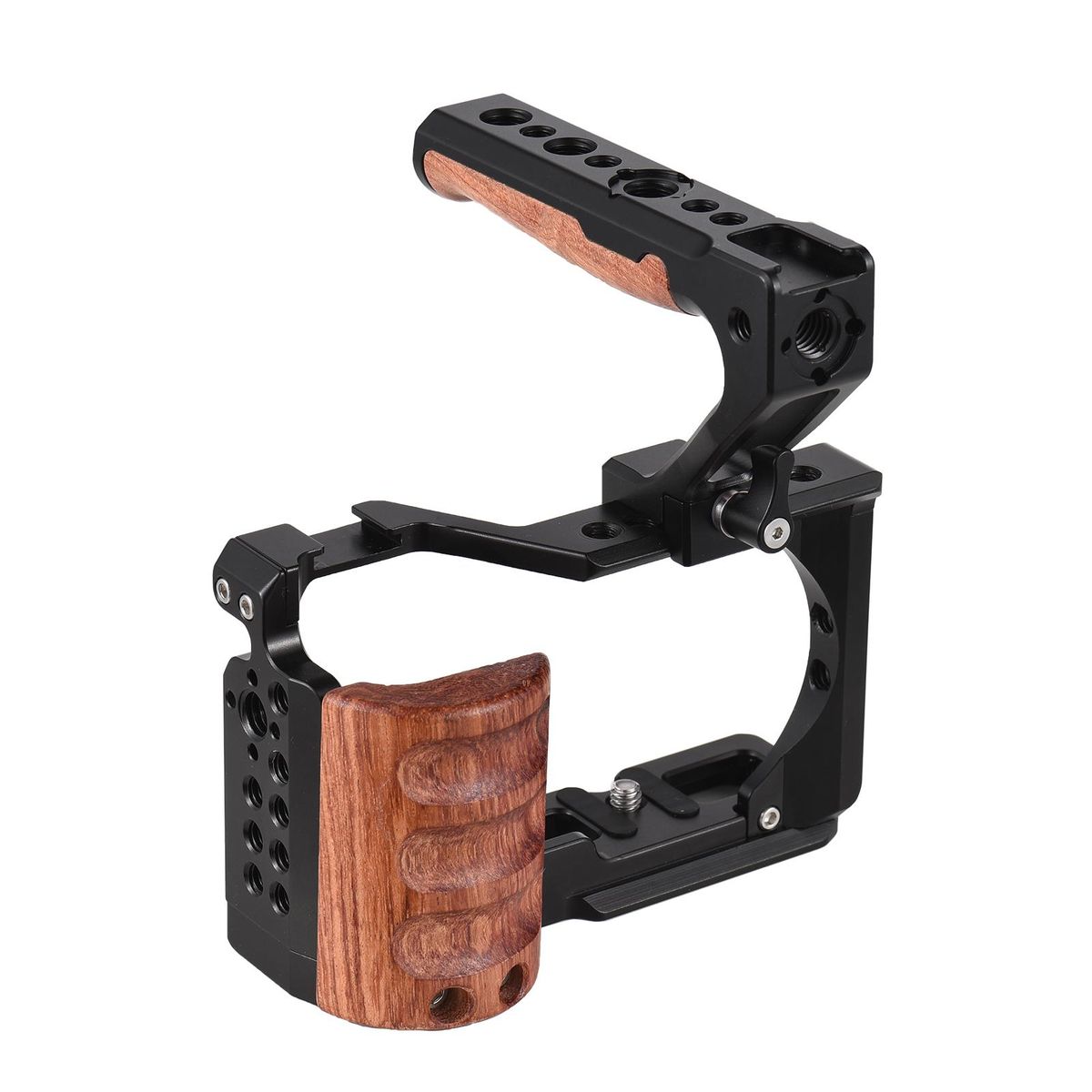 Andoer Camera Cage + Top Handle Kit Aluminum Alloy Video Cage with Cold Shoe Mount 1/4 Inch & 3/8 Inch Threads Replacement for Sony ZV-E10 Camera
