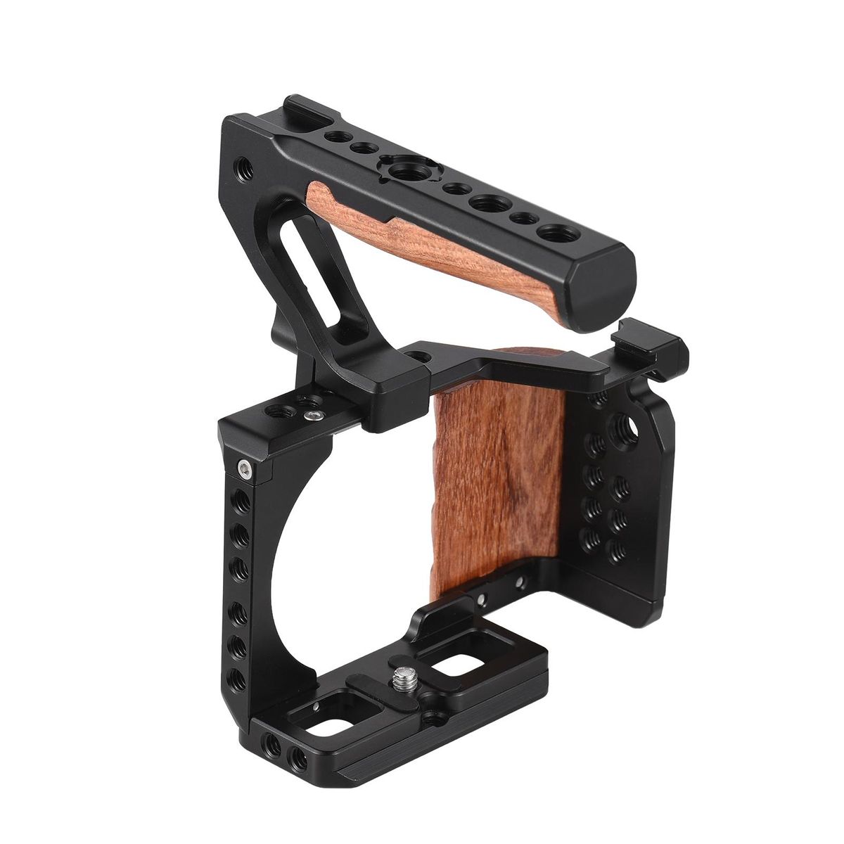 Andoer Camera Cage + Top Handle Kit Aluminum Alloy Video Cage with Cold Shoe Mount 1/4 Inch & 3/8 Inch Threads Replacement for Sony ZV-E10 Camera