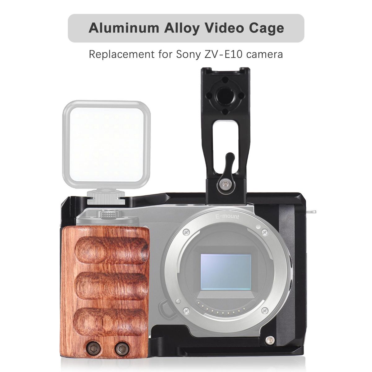 Andoer Camera Cage + Top Handle Kit Aluminum Alloy Video Cage with Cold Shoe Mount 1/4 Inch & 3/8 Inch Threads Replacement for Sony ZV-E10 Camera
