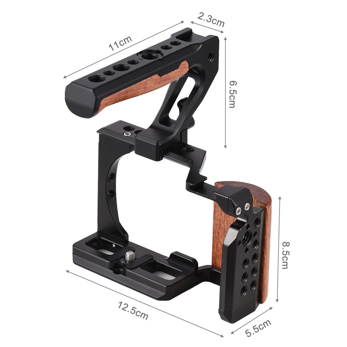 Andoer Camera Cage + Top Handle Kit Aluminum Alloy Video Cage with Cold Shoe Mount 1/4 Inch & 3/8 Inch Threads Replacement for Sony ZV-E10 Camera