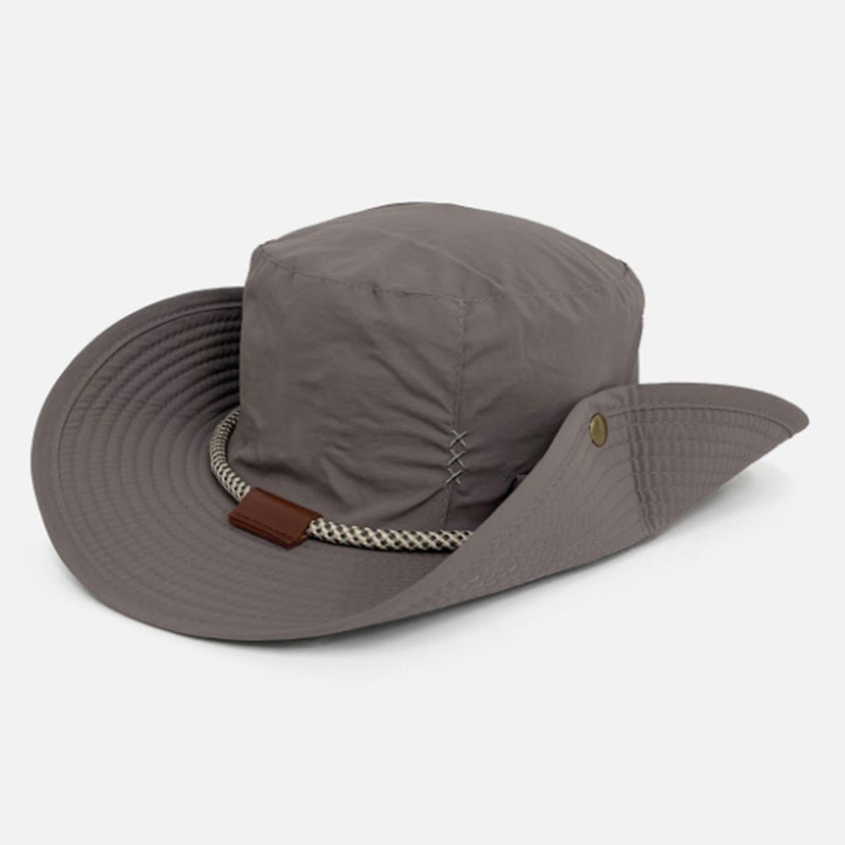 Sun Hat Japanese Style Wide Brim Drawstring Fishing Hat Grey