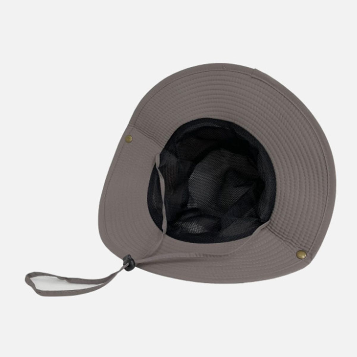 Sun Hat Japanese Style Wide Brim Drawstring Fishing Hat Grey