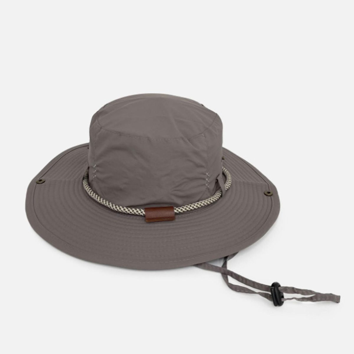 Sun Hat Japanese Style Wide Brim Drawstring Fishing Hat Grey