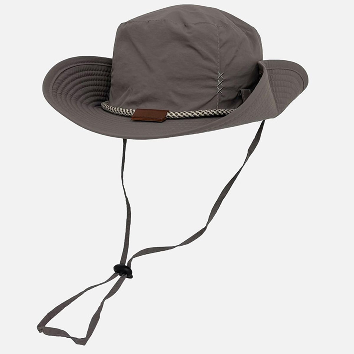 Sun Hat Japanese Style Wide Brim Drawstring Fishing Hat Grey