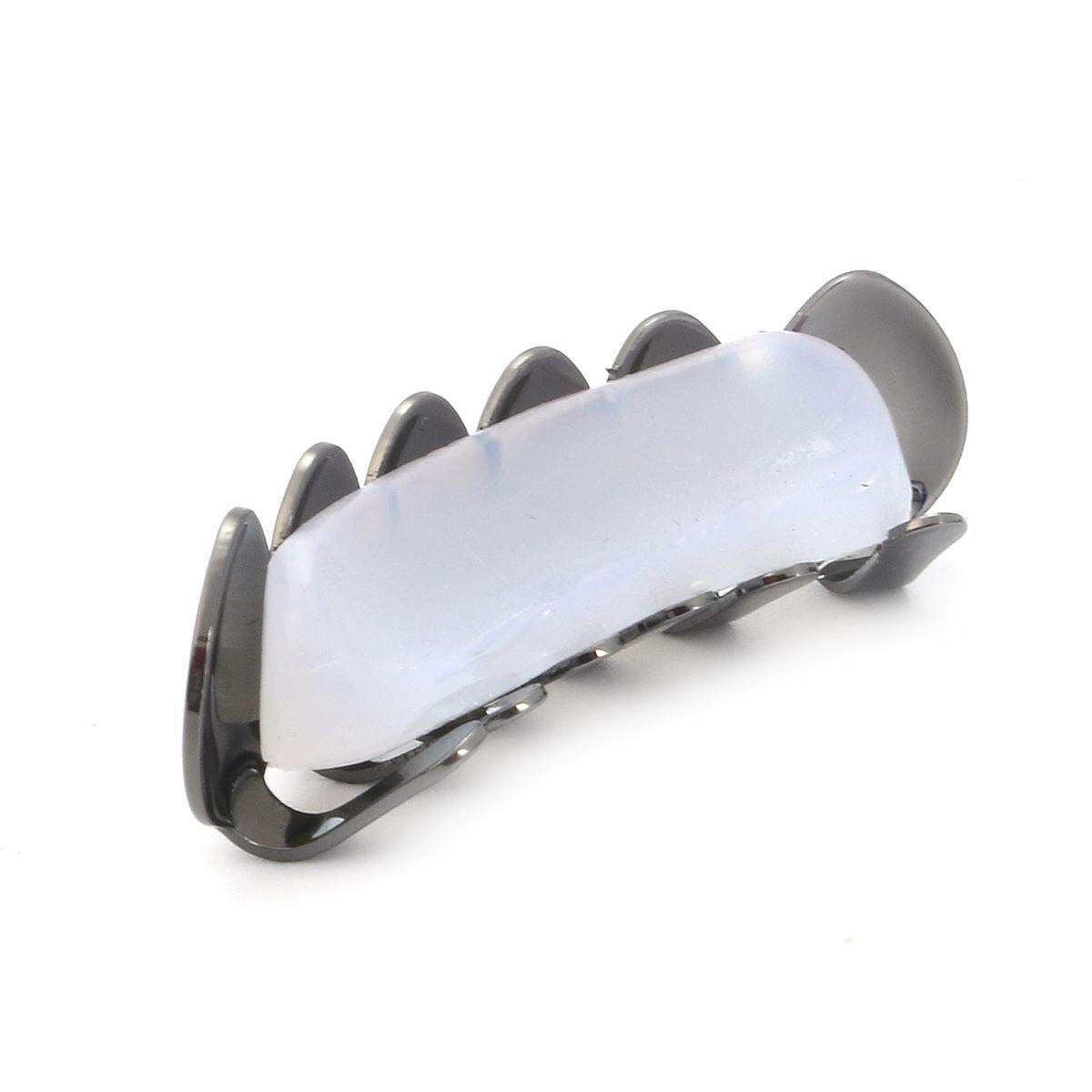 14K Gold Plated Hip Hop Teeth Grillz Top & Bottom Grill Set Black