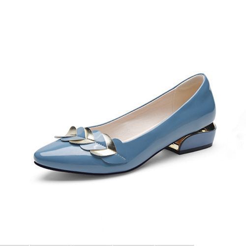 Ladies Low Heel Sweet Pointed Pump Dress Party Shoes Daily Sandals-Light Blue