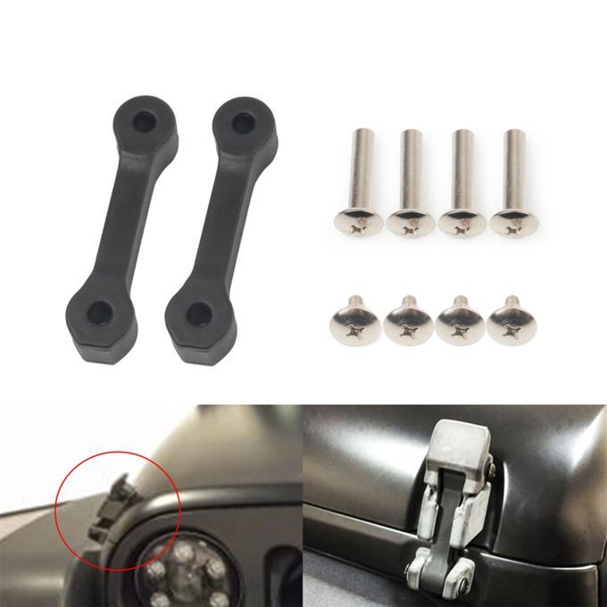 2Pcs Hood Latch Modified Parts Metal Hood Bonnet-Black