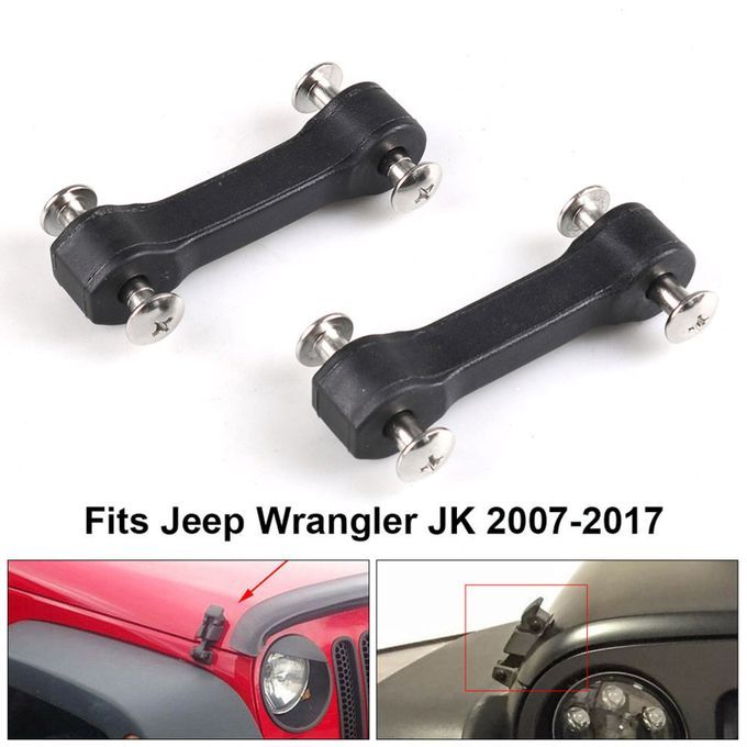 2Pcs Hood Latch Modified Parts Metal Hood Bonnet-Black