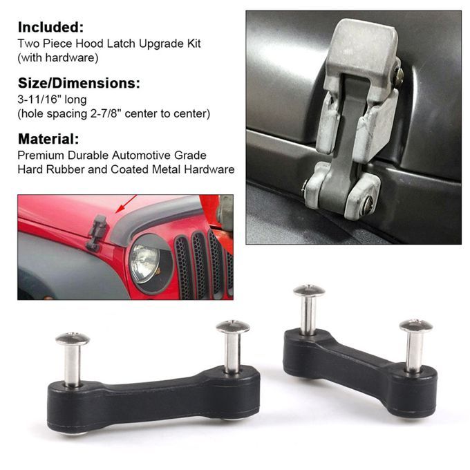 2Pcs Hood Latch Modified Parts Metal Hood Bonnet-Black