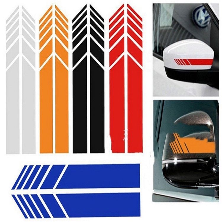 10 PCS Simple Rearview Mirror Car Stickers Rearview Mirror Personality Scratches Reflective Car Stickers(Blue)