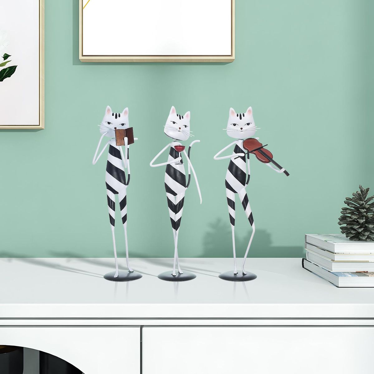 Tomfeel Kitten Ornaments Iron Cat Decoration Cat Sculptures Cartoon Modern Sculptures Animal Ornaments Home and Desktop Decorations Gifts