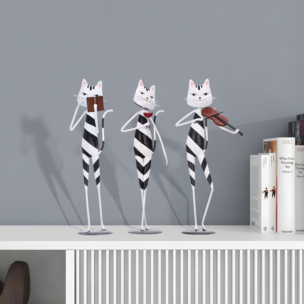 Tomfeel Kitten Ornaments Iron Cat Decoration Cat Sculptures Cartoon Modern Sculptures Animal Ornaments Home and Desktop Decorations Gifts