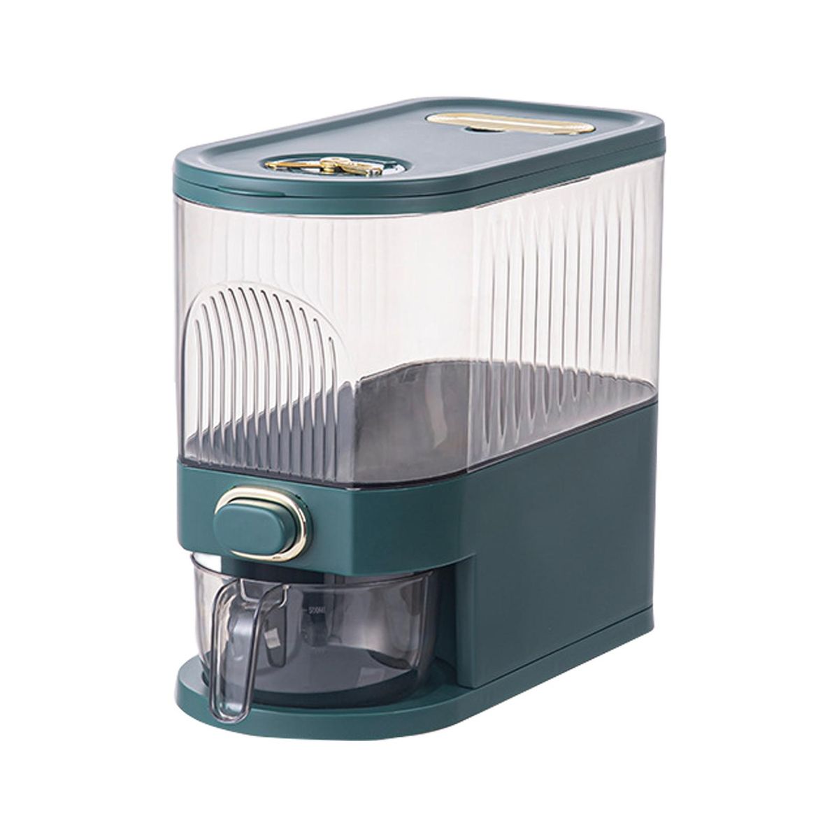 Rice Container One-Button Pressing Household Food Storage Box Green