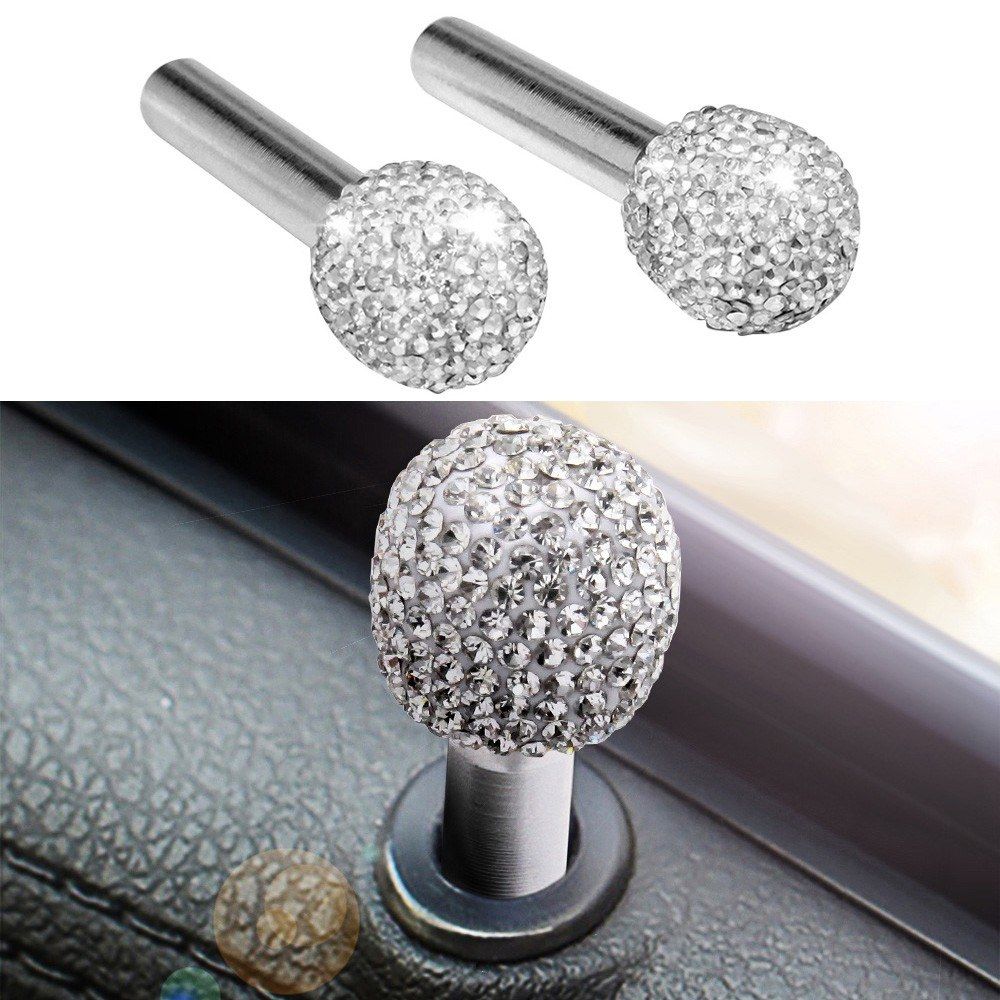 2pcs/Set Bling Car Door Lock Pull Rod Bolt Cover Interior