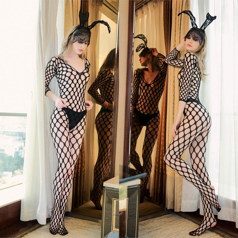 Sexy Women Fishnet Bodystockings Open Sleepwear Jumpsuit 14