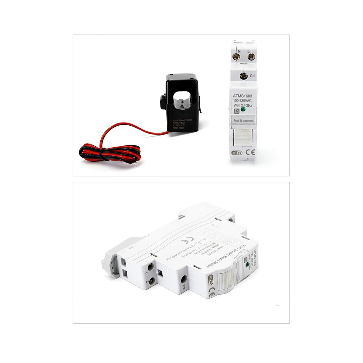 Tuya Smart WiFi Electricity KWH Meter Din Rail Single Phase AC 110V 240V CT AC Meter App Real Time Monitor63A