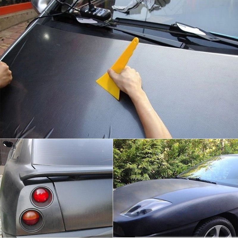 Protective Decoration Car 3D Carbon Fiber PVC Sticker, Size: 152cm(L) X 50cm(W), Black(Black)