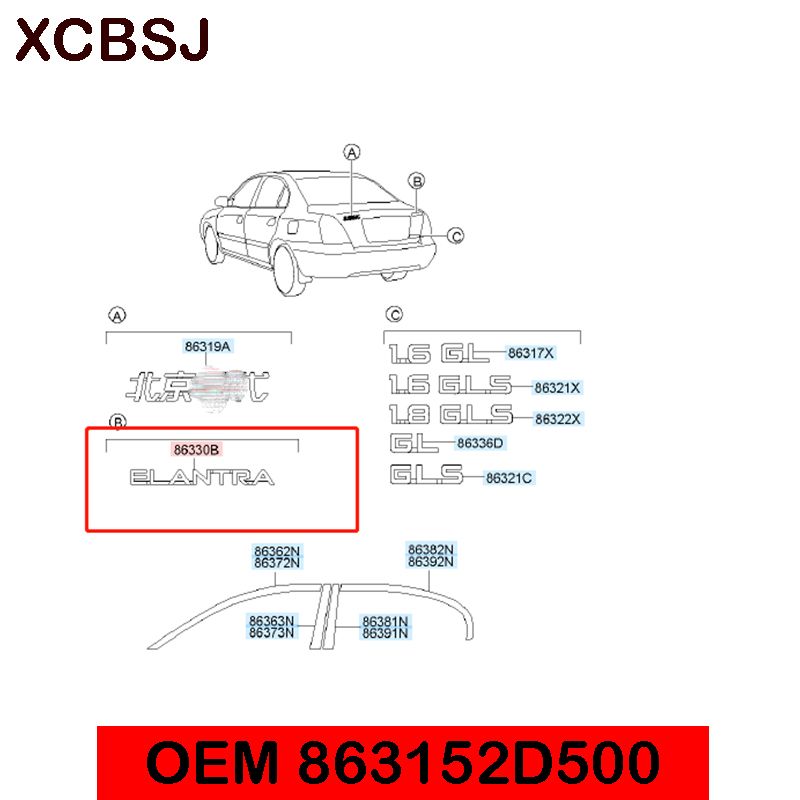 For Hyundai Elantra Car Abs Chrome Letters Emblem Rear Tail