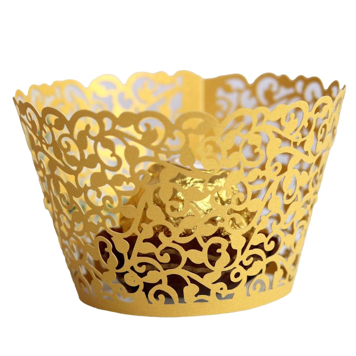 50Pcs Cupcake Saucer Solid Color Cupcake Wrappers Golden
