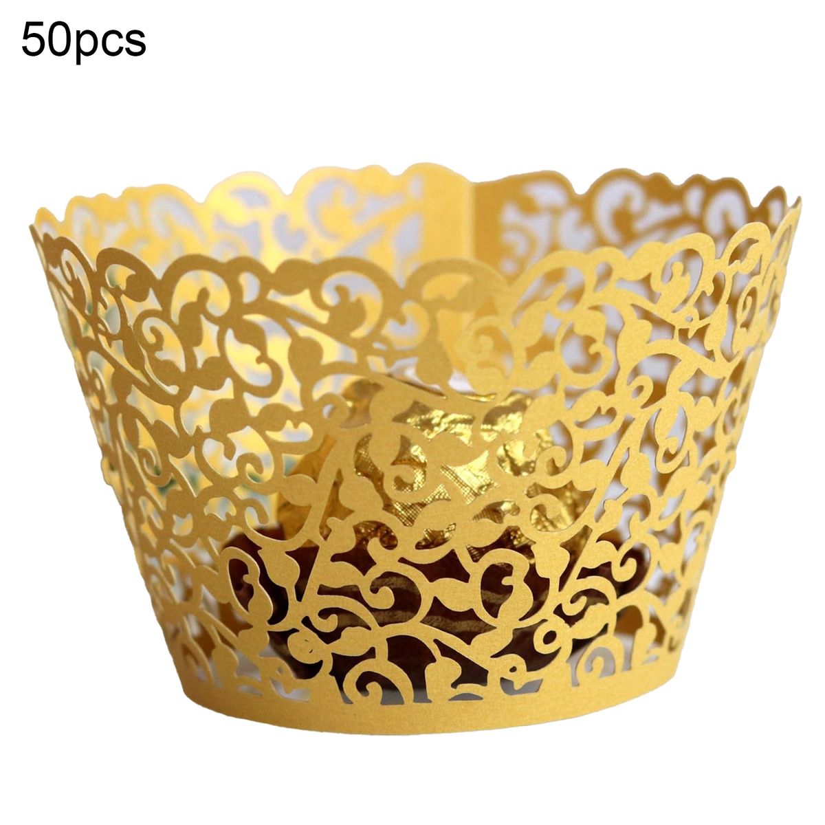 50Pcs Cupcake Saucer Solid Color Cupcake Wrappers Golden