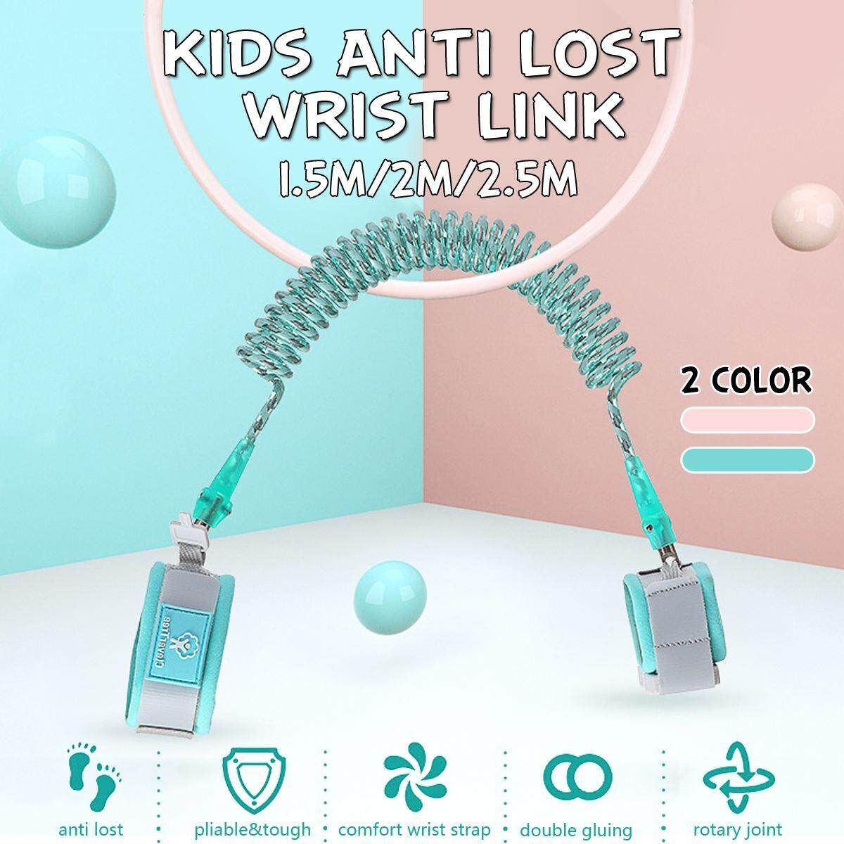 2M Kids Safety Anti-lost Wrist Link Band Bracelet Safety For Children Prevent Loss Traction Rope Blue Reflective 1.5m