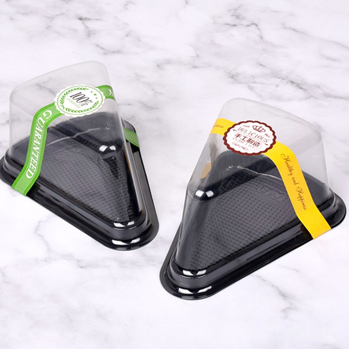 50Pcs Triangular Cake Box Disposable Layer Cake Container Black