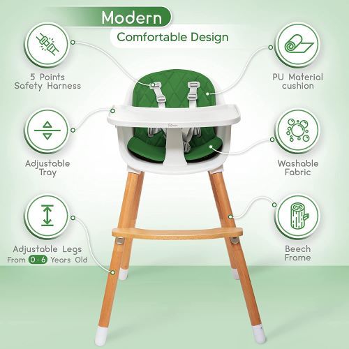 Vittavia Wooden Adjustable Baby/Toddler High Chair