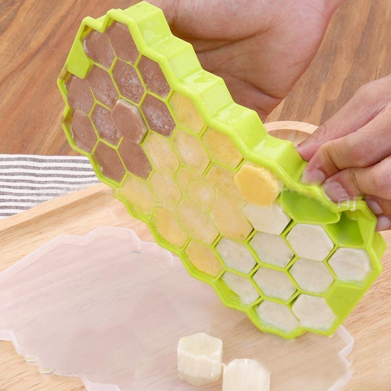 2 PCS 37 Grids Ice Cubes Honeycomb Ice Cream Maker Form DIY Mould Popsicle Molds Yogurt Ice Box Fridge Treats Freezer(Purple)