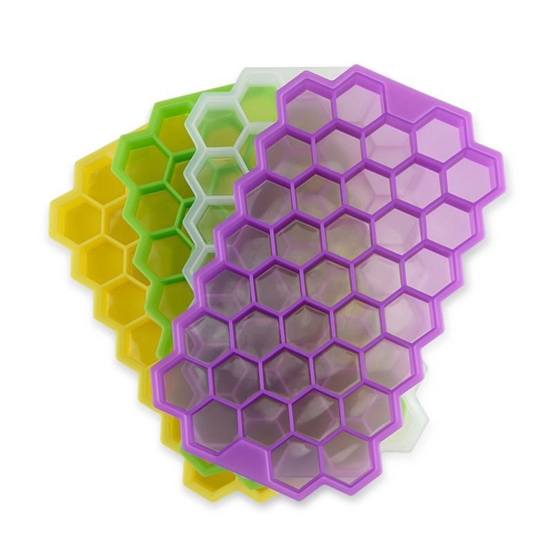 2 PCS 37 Grids Ice Cubes Honeycomb Ice Cream Maker Form DIY Mould Popsicle Molds Yogurt Ice Box Fridge Treats Freezer(Purple)