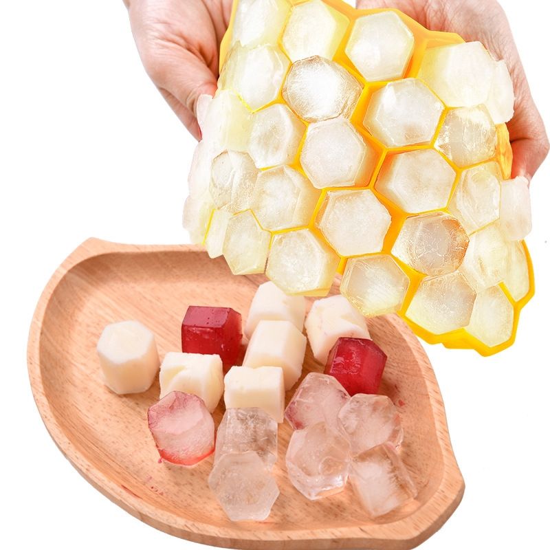 2 PCS 37 Grids Ice Cubes Honeycomb Ice Cream Maker Form DIY Mould Popsicle Molds Yogurt Ice Box Fridge Treats Freezer(Purple)