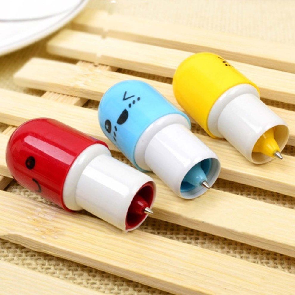Cute Novelty Pill Shape Smile Face Student Ballpoint Pen Retractable Mini Pen