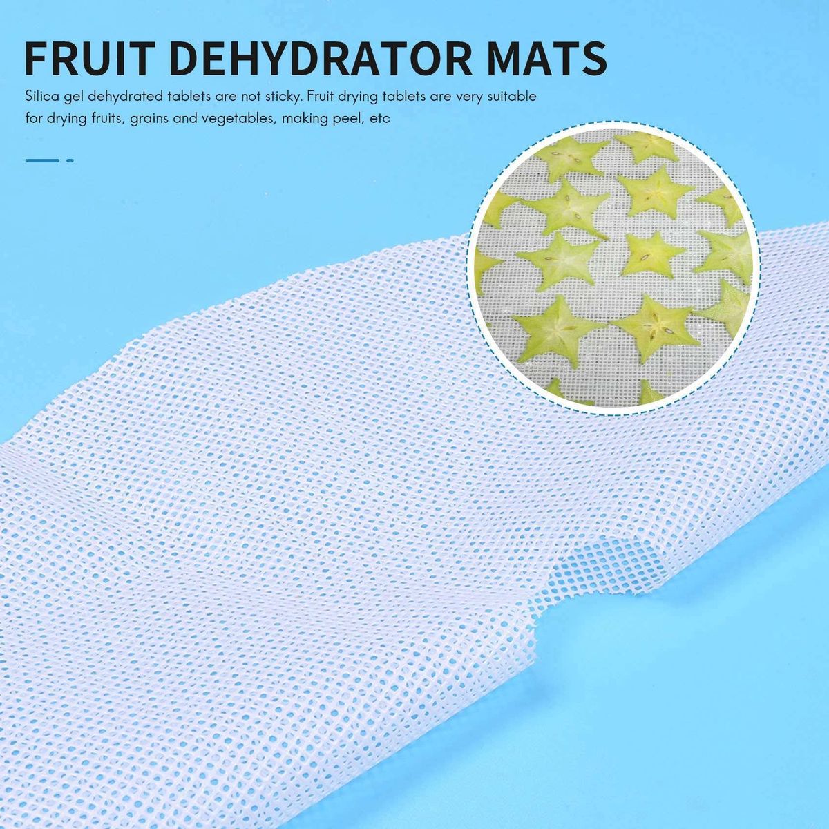 8 Pcs Round Silicone Dehydrator Sheets Non-Stick Fruit Dehydrator Mats Reusable Steamer Mat Mesh Sheet for Fruit Dryer
