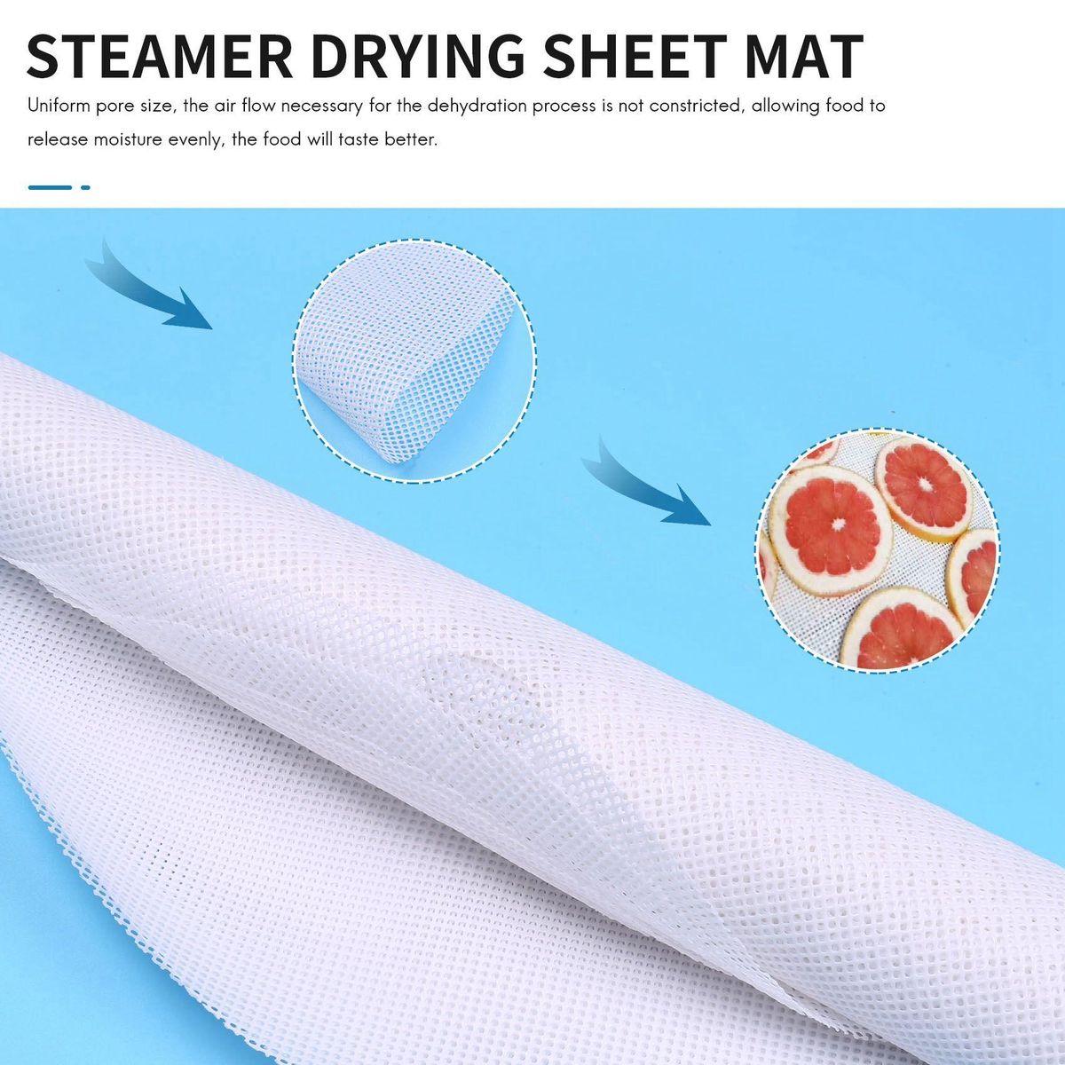 8 Pcs Round Silicone Dehydrator Sheets Non-Stick Fruit Dehydrator Mats Reusable Steamer Mat Mesh Sheet for Fruit Dryer