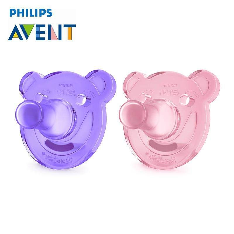 AVENT Bear Shape Baby Girl Soothie Pacifier Orthodontic Nip*ple 0-3 Month Purple Pink (pink)