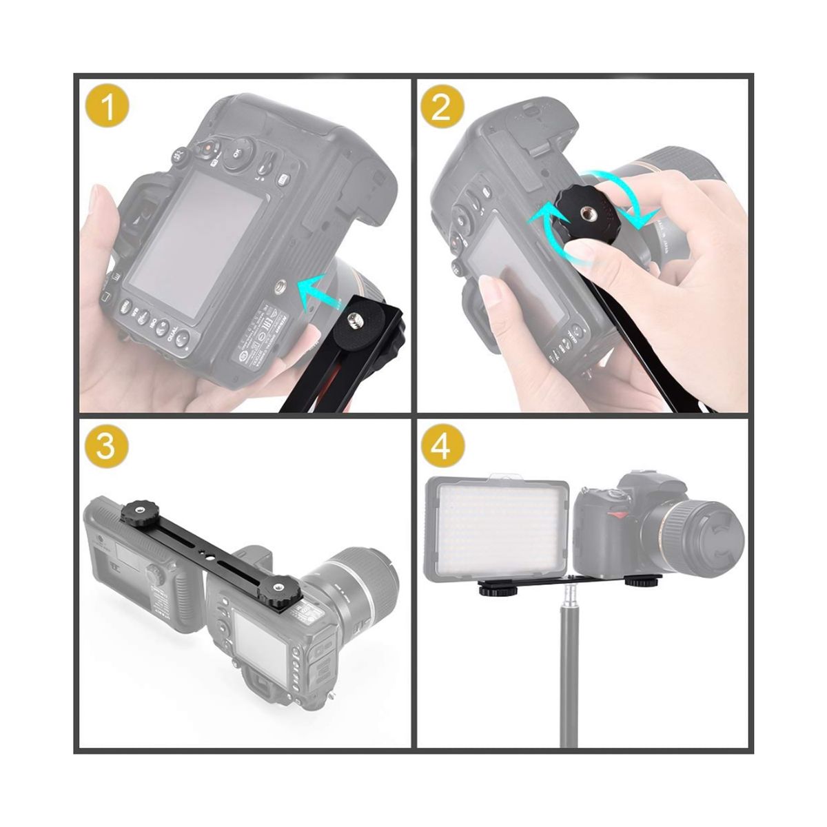 Dual Camera Mount Tripod Bracket Camera Flash Brackets