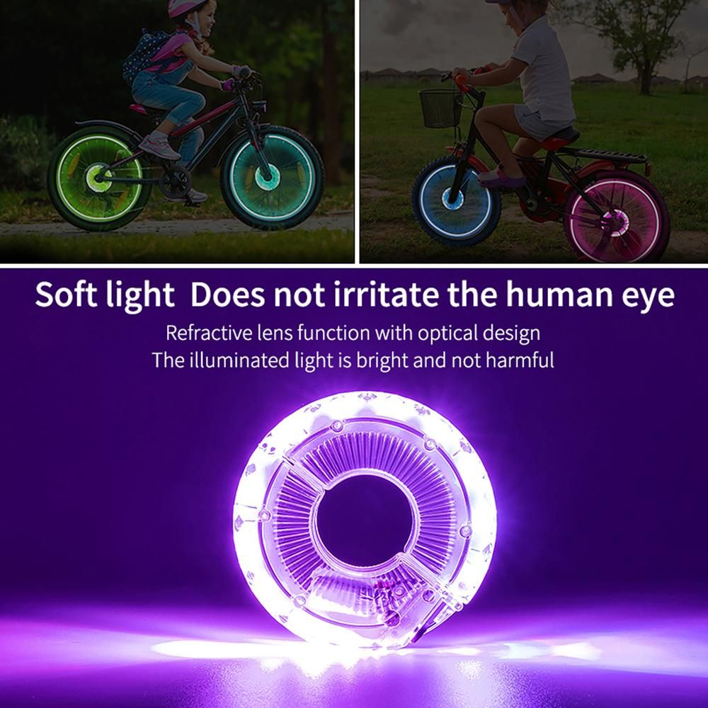 LED Bicycle Wheel Light Bike Front Tail Hub Spoke One Lamp With 7 Color 18 Modes Rechargeable Kids Balance Bike Light
