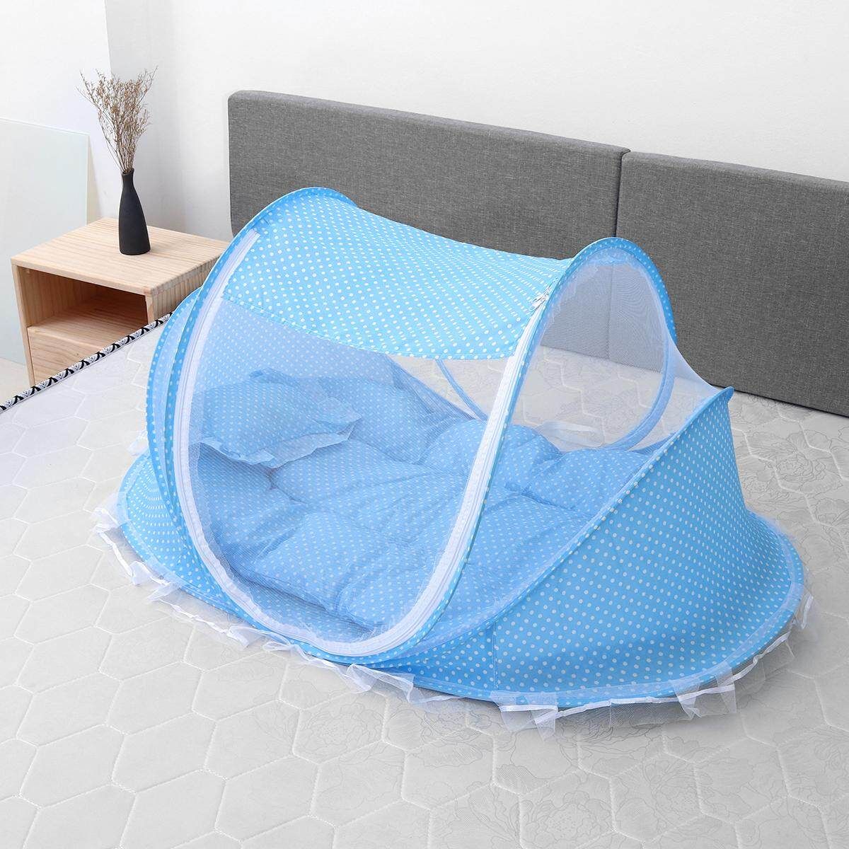 0-3 Years Baby Bed Tent Crib Mattress Portable Foldable Mosquito Net Newborn Bedroom Travel Bed Blue (blue)