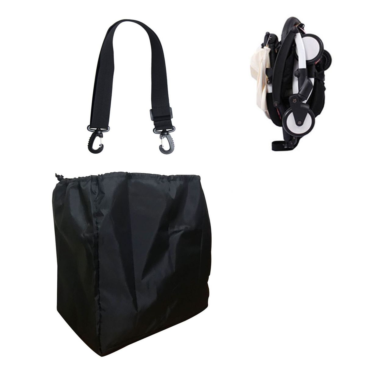 Sac De Voyage Pour Poussette, Sac De Controle De Porte Avec Bandouliere, Sac De Rangement De Poussette Pour Accessoires Volants Pour Bebe Yoya Black