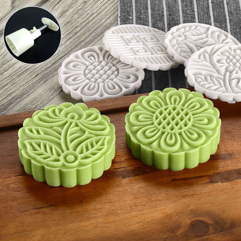 10Pcs Set Flower Mooncake Mold DIY Hand Pressure Fondant