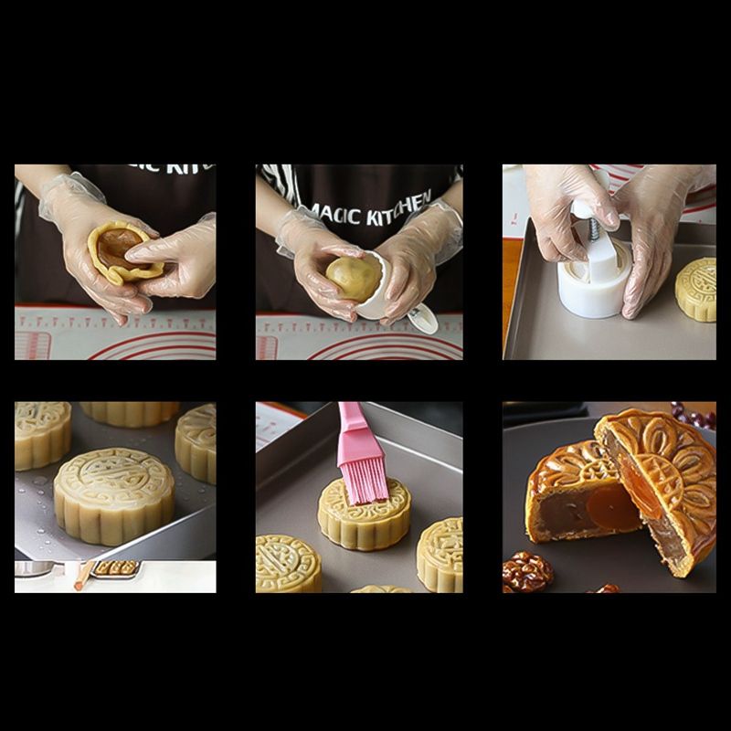 10Pcs Set Flower Mooncake Mold DIY Hand Pressure Fondant