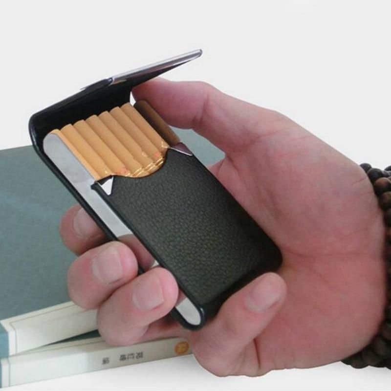 Aluminum Cigar Tobacco Case Tobacco Holder Pocket Box Storage Container Stainless Steel PU Card Smoking Case Accessories