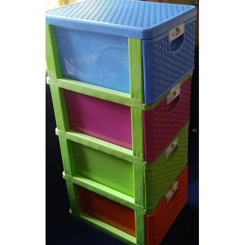 Plastic Storage Baby Wardrobe - 4 Tier - Multicolour