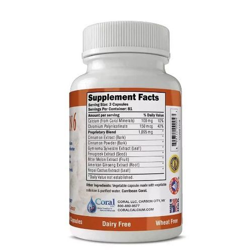 Coral Cinnamon 6  W Gymnema Sylvestre,Nopal Cactus Extract, 243Caps