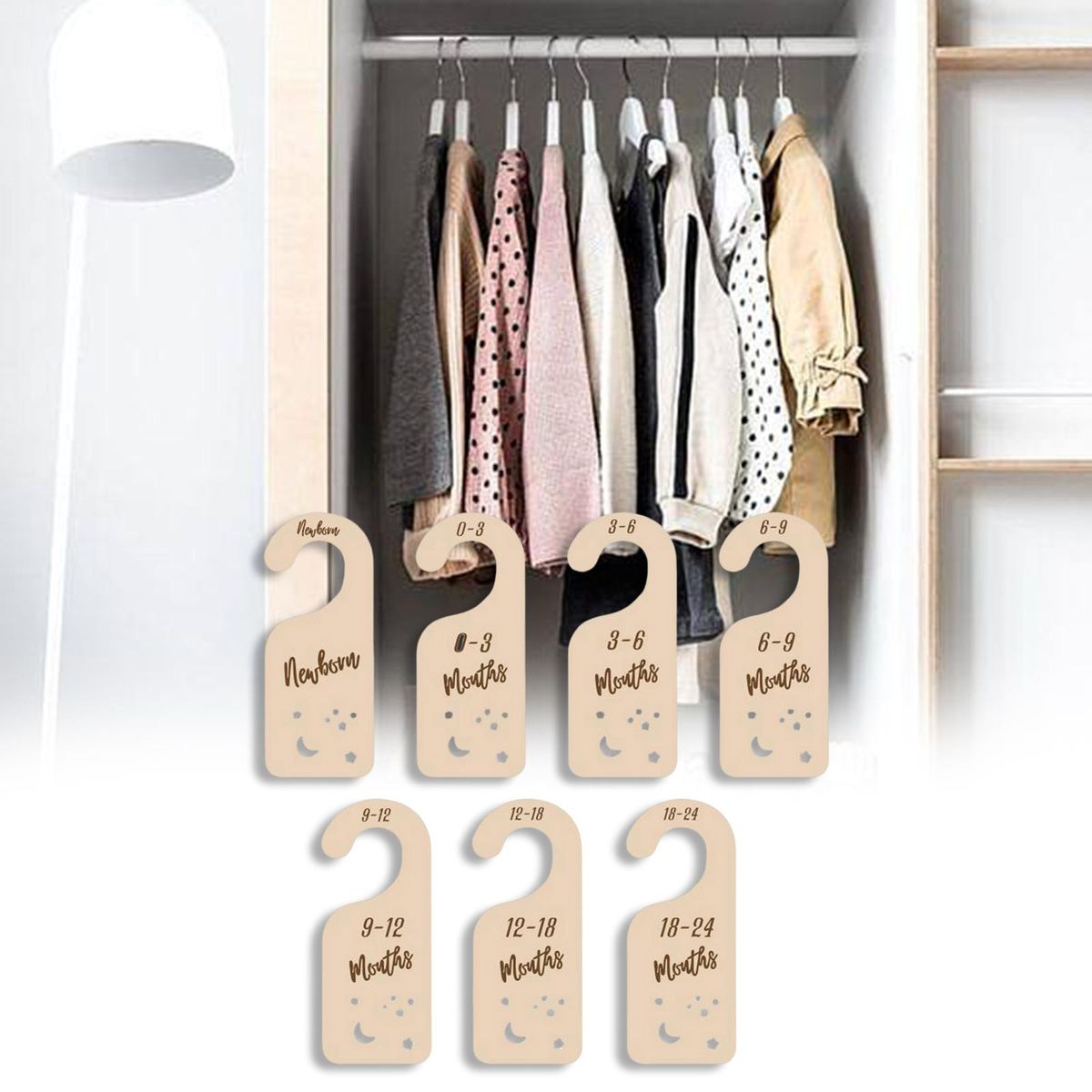 7x Closet Baby Size Dividers Nursery Clothes Multi