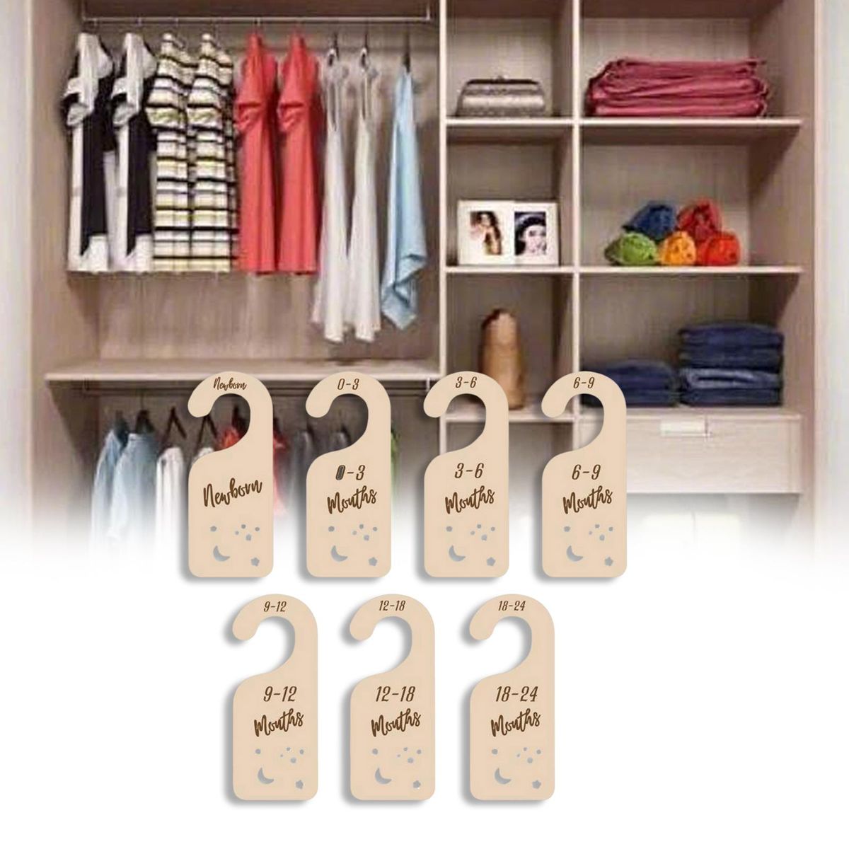 7x Closet Baby Size Dividers Nursery Clothes Multi