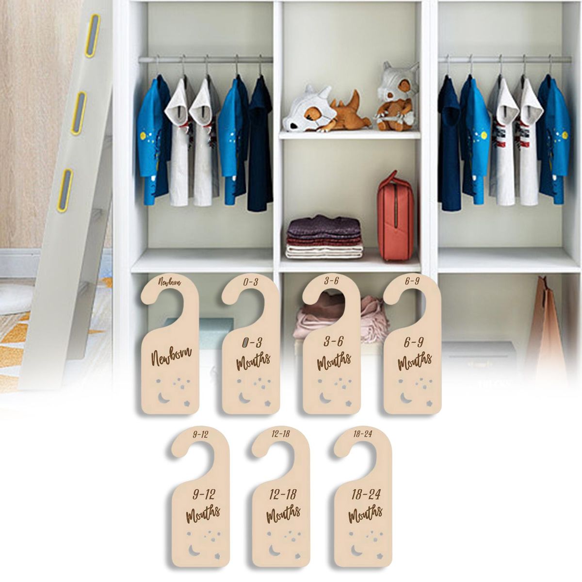 7x Closet Baby Size Dividers Nursery Clothes Multi
